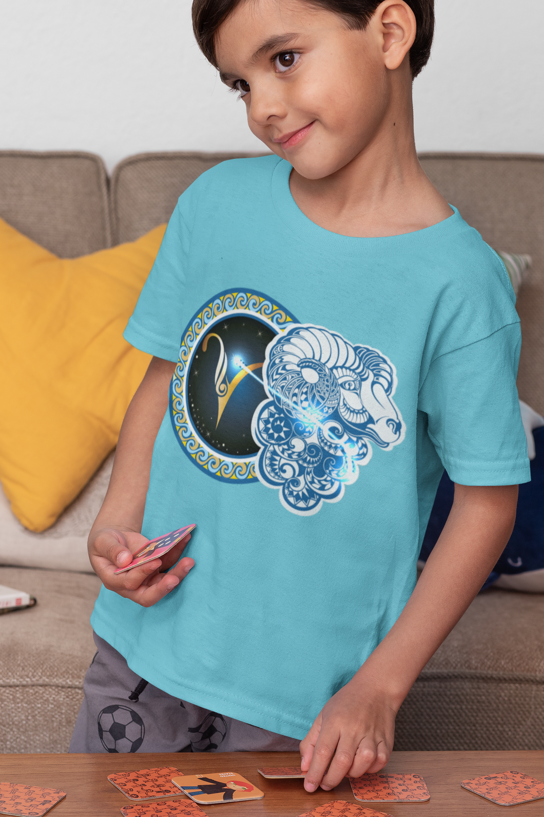 Aries Zodiac Sign Half Sleeves T-Shirt for Boy-KidsFashionVilla