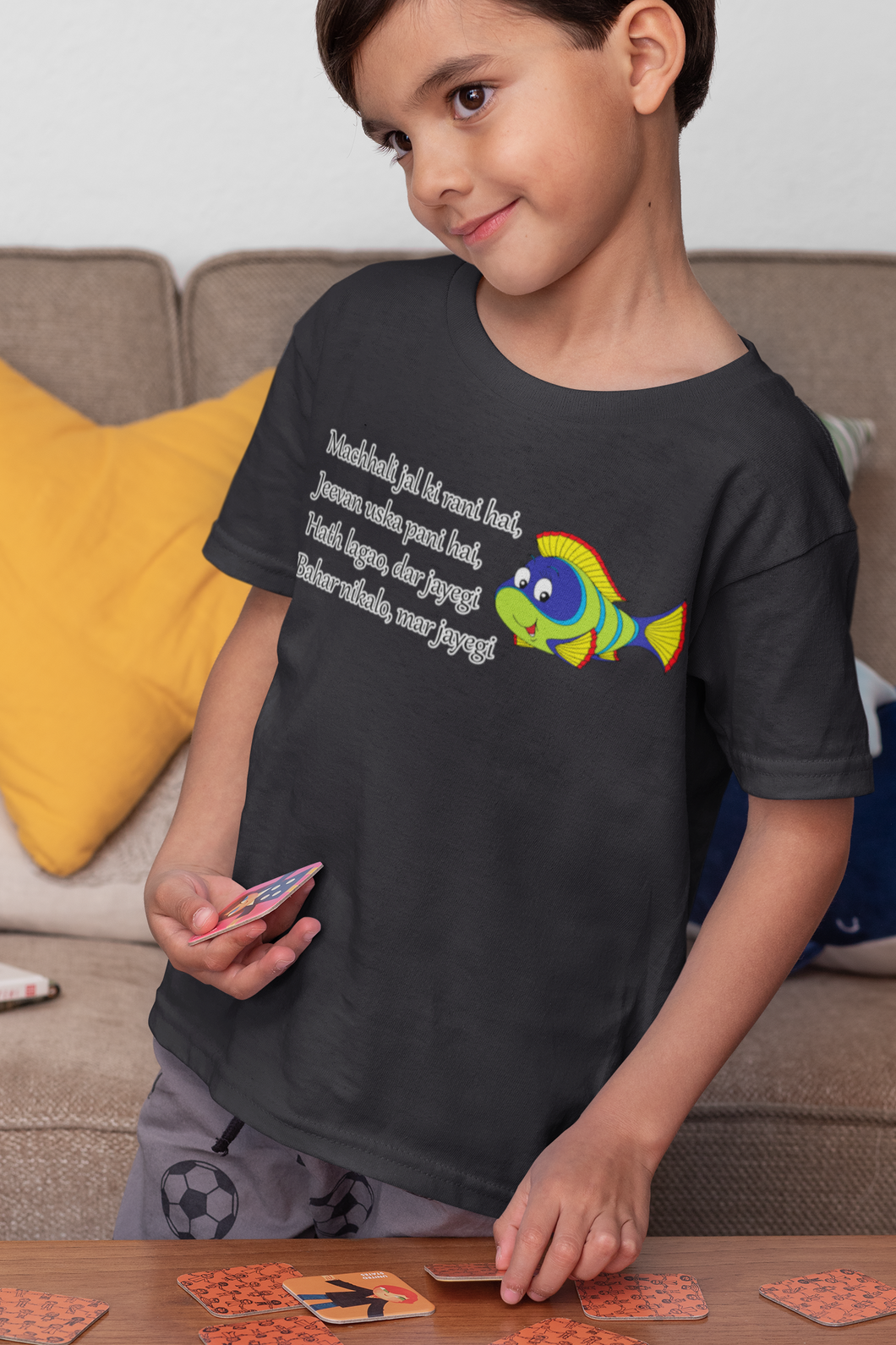 Machhali Jal ki Rani Hai Poem Half Sleeves T-Shirt for Boy-KidsFashionVilla