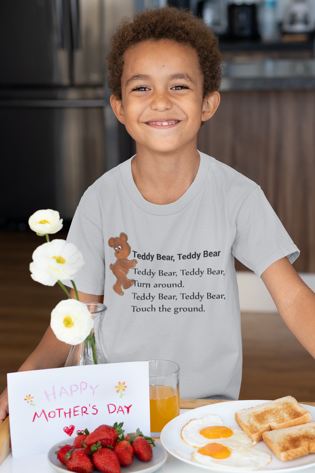 Teddy Bear Teddy Bear Poem Half Sleeves T-Shirt for Boy-KidsFashionVilla
