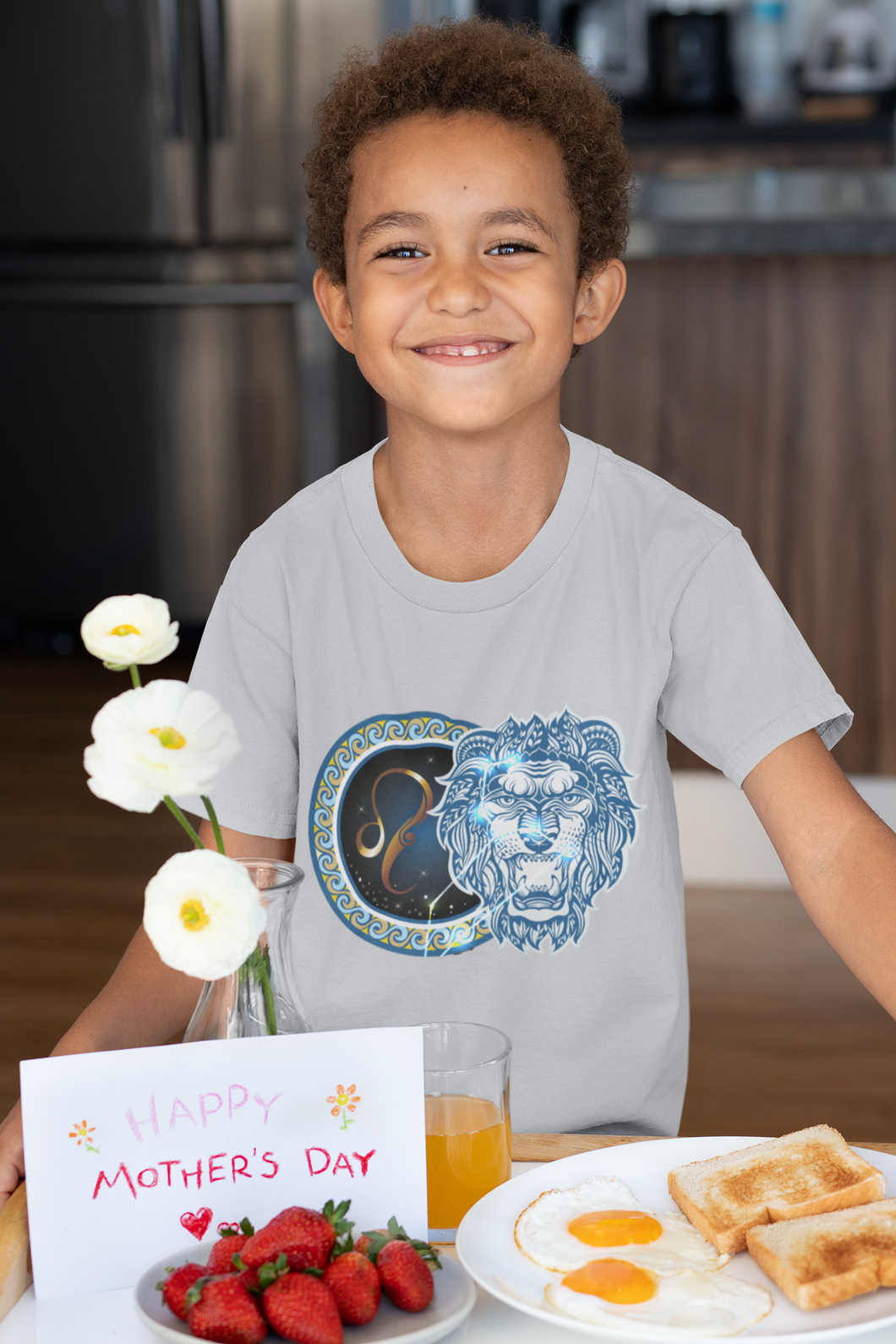 Leo Zodiac Sign Half Sleeves T-Shirt for Boy-KidsFashionVilla