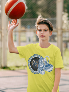Aquarius Zodiac Sign Half Sleeves T-Shirt for Boy-KidsFashionVilla