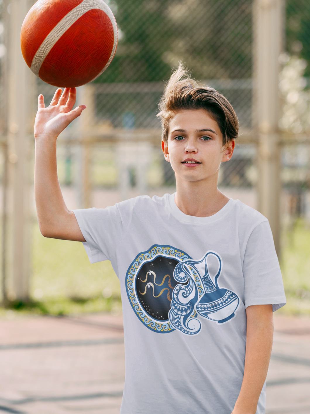 Aquarius Zodiac Sign Half Sleeves T-Shirt for Boy-KidsFashionVilla
