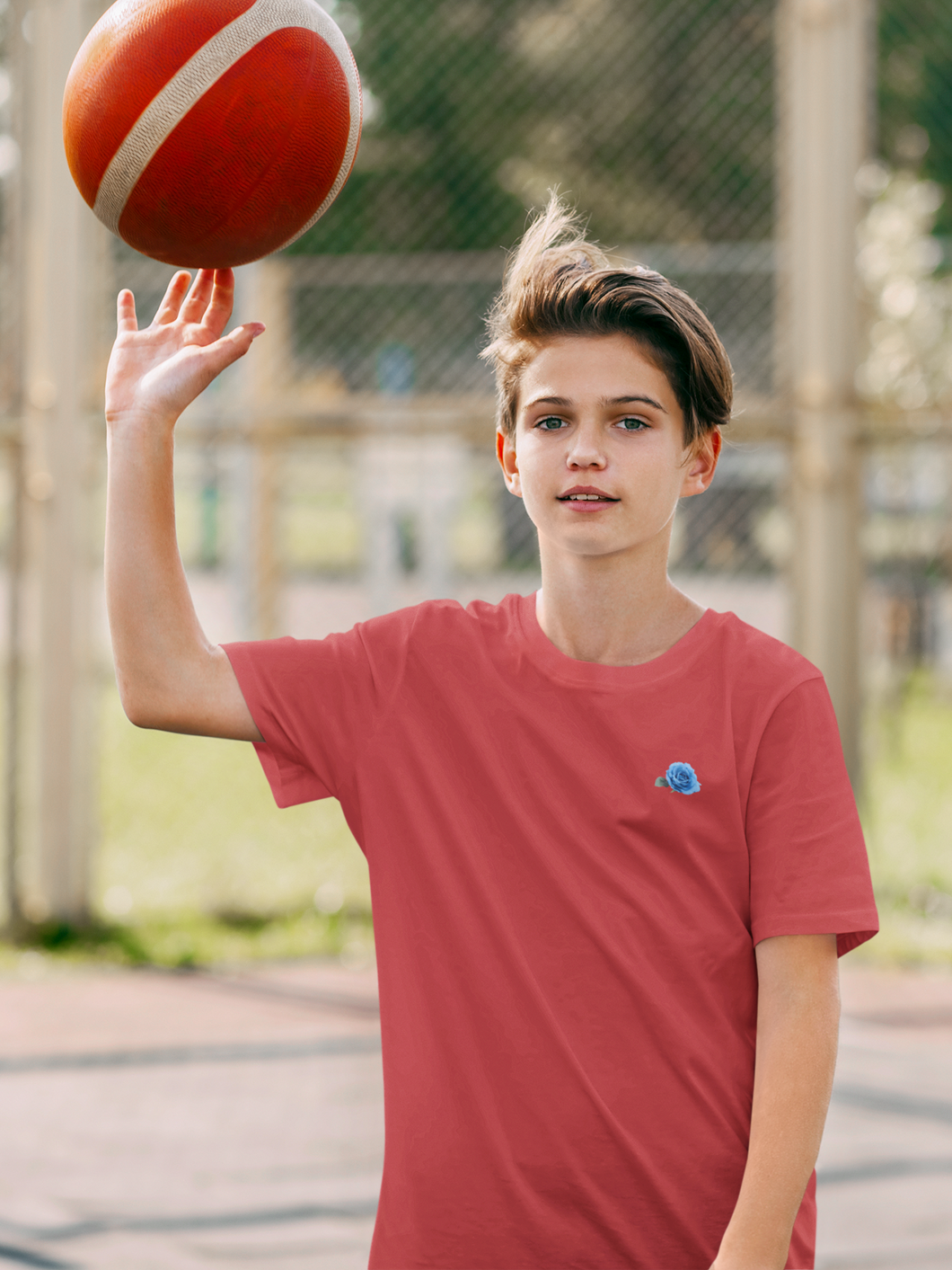 Blue Rose Minimals Half Sleeves T-Shirt for Boy-KidsFashionVilla