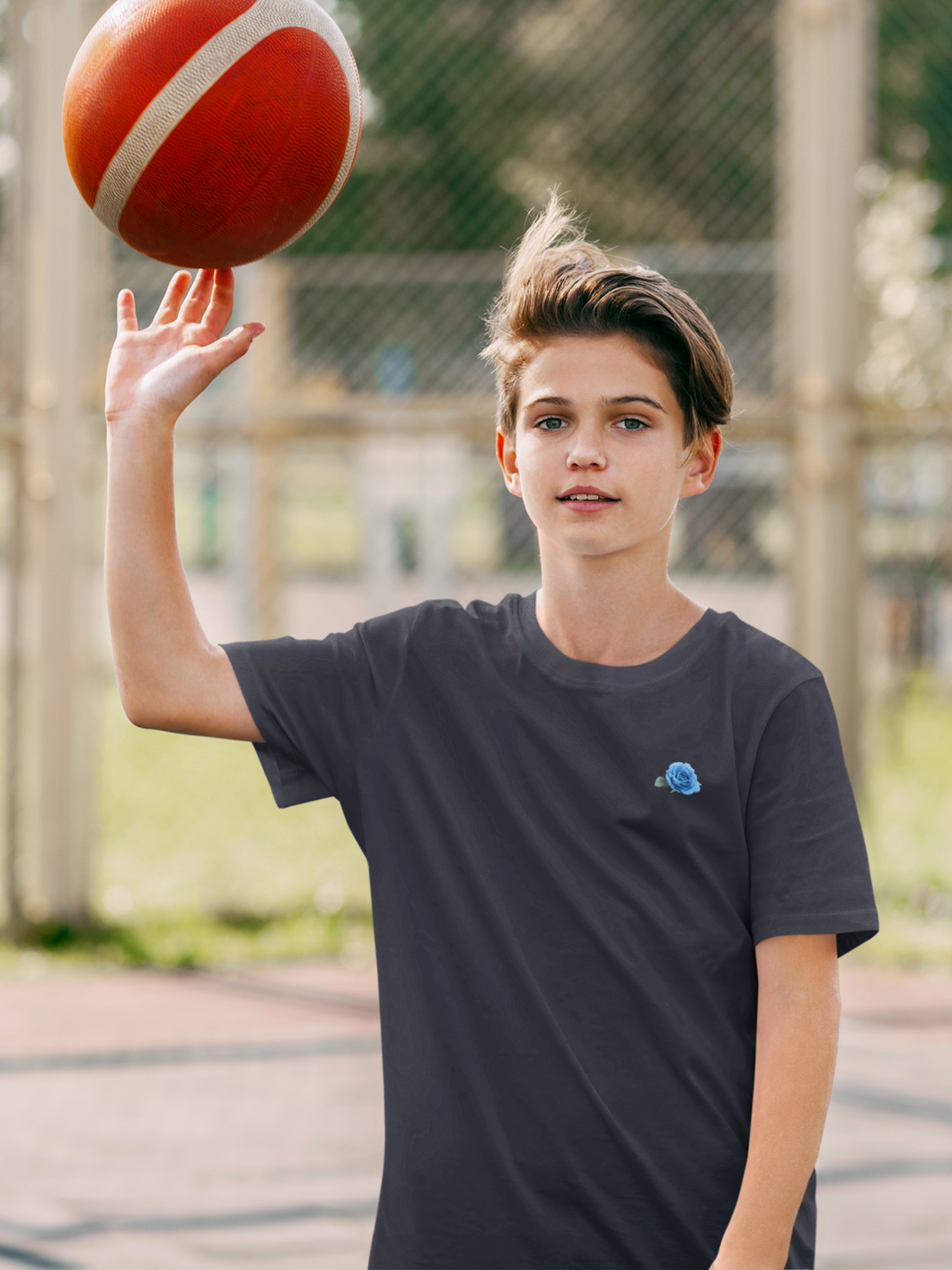 Blue Rose Minimals Half Sleeves T-Shirt for Boy-KidsFashionVilla