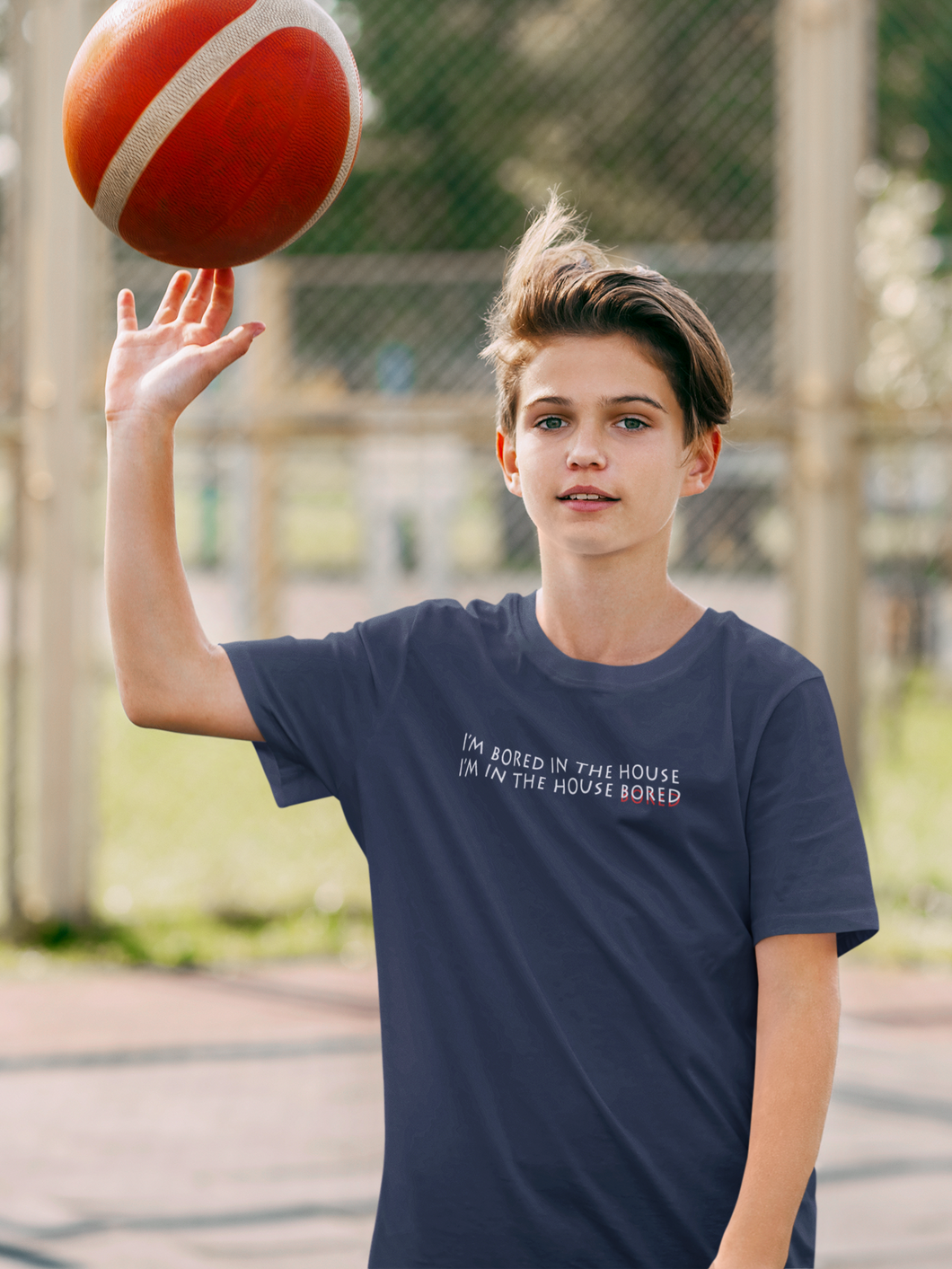 I Am In The Bored House Minimals Half Sleeves T-Shirt for Boy-KidsFashionVilla