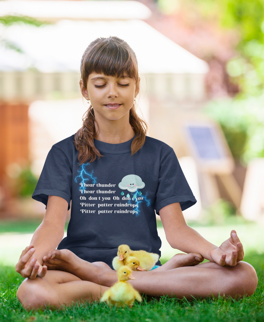 I Hear Thunder Poem Half Sleeves T-Shirt For Girls -KidsFashionVilla