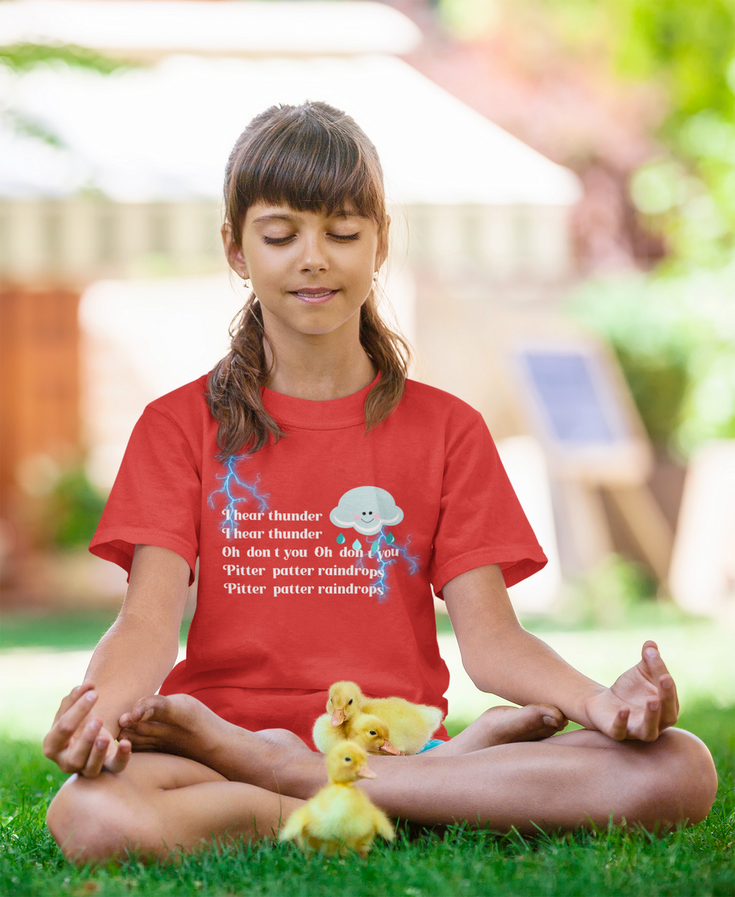 I Hear Thunder Poem Half Sleeves T-Shirt For Girls -KidsFashionVilla