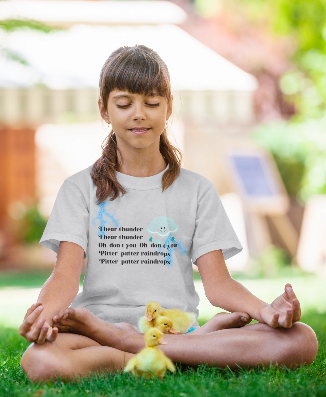 I Hear Thunder Poem Half Sleeves T-Shirt For Girls -KidsFashionVilla