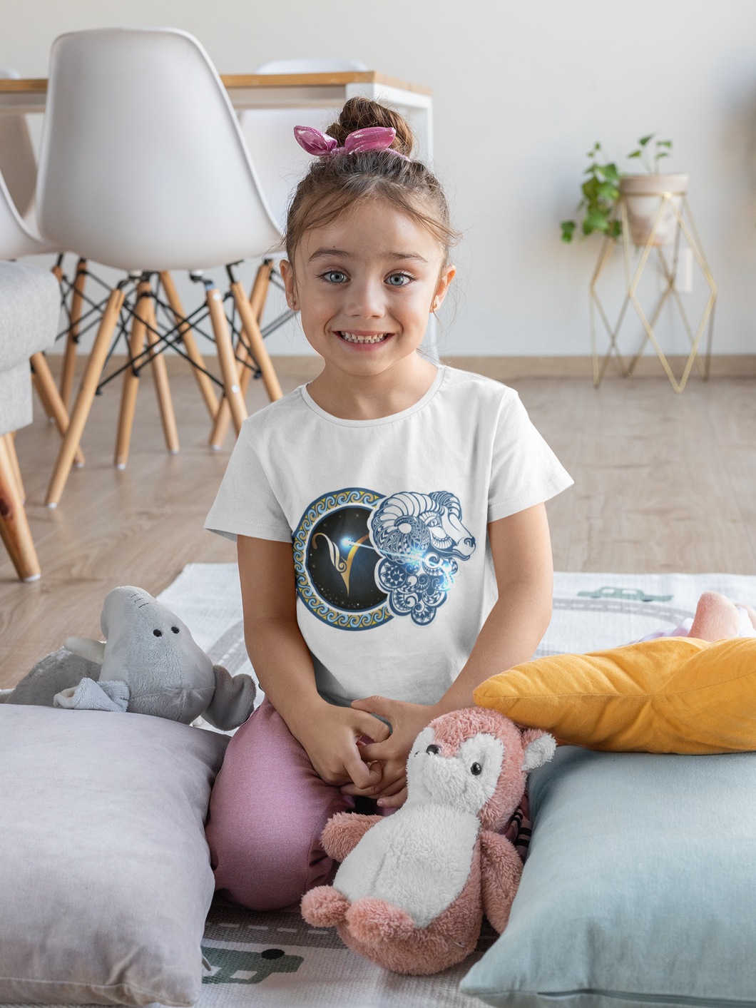 Aries Zodiac Sign Half Sleeves T-Shirt For Girls -KidsFashionVilla