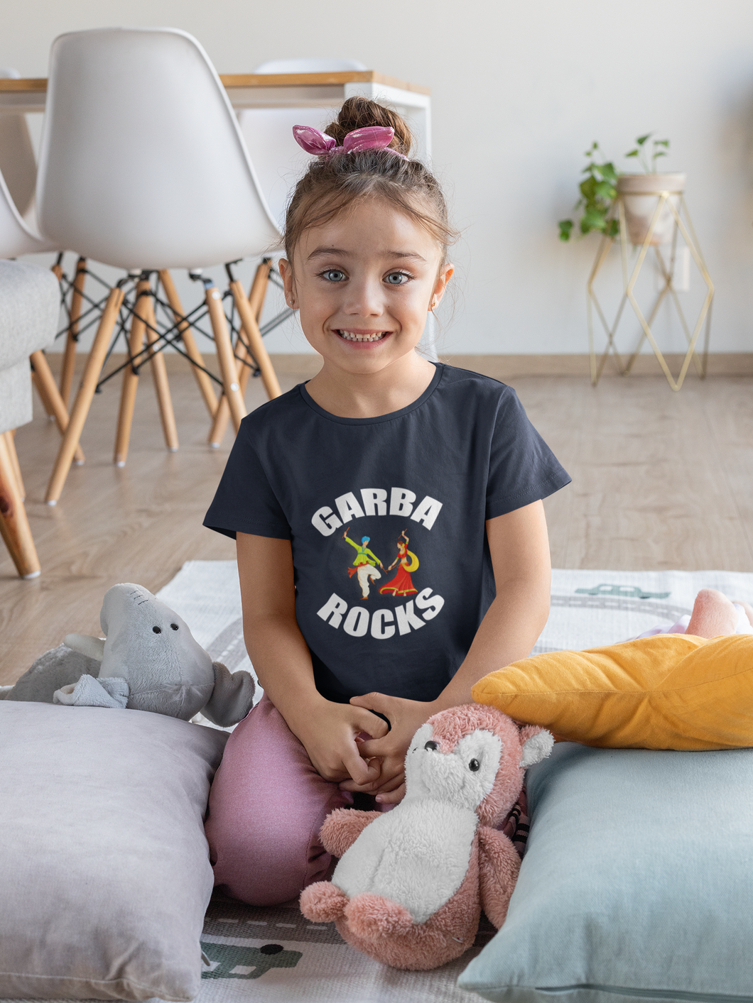 Garba Rocks Half Sleeves T-Shirt For Girls -KidsFashionVilla