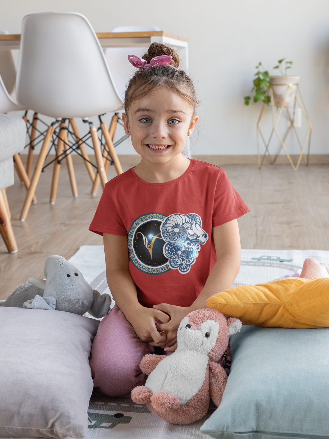 Aries Zodiac Sign Half Sleeves T-Shirt For Girls -KidsFashionVilla