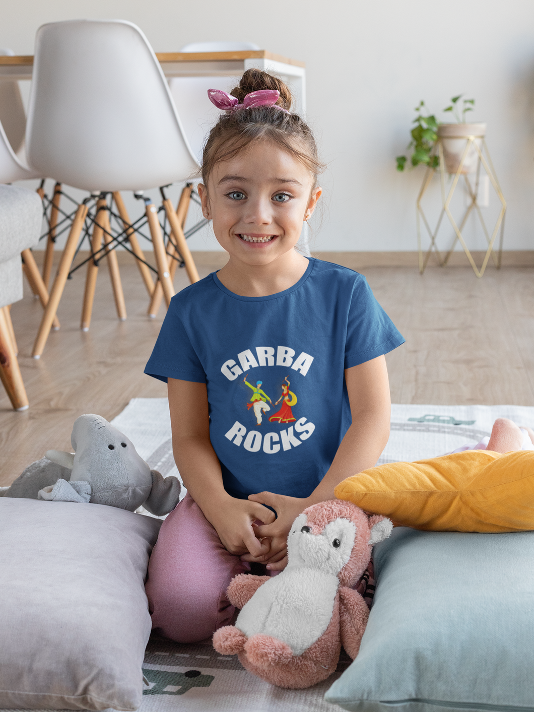 Garba Rocks Half Sleeves T-Shirt For Girls -KidsFashionVilla