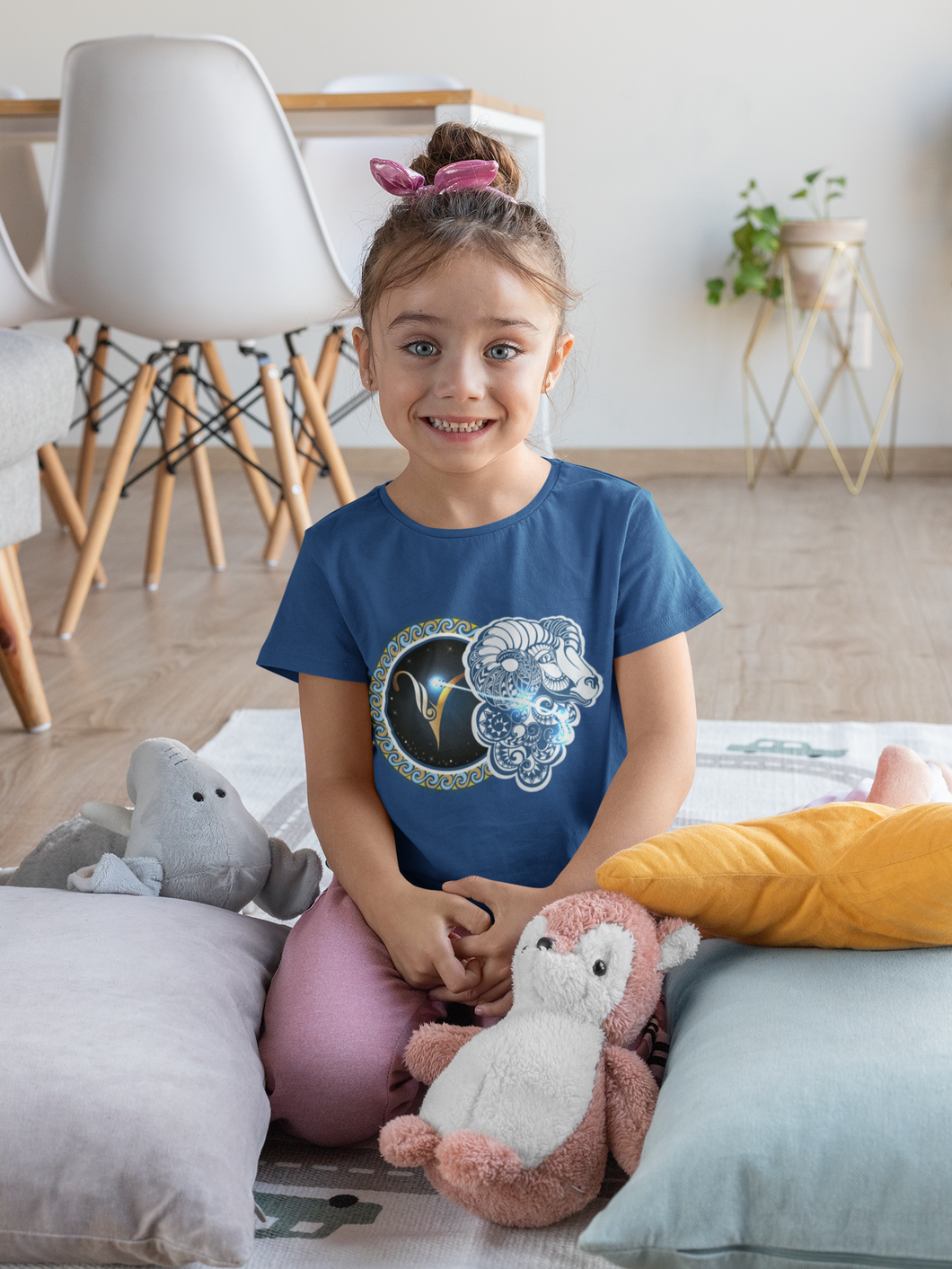 Aries Zodiac Sign Half Sleeves T-Shirt For Girls -KidsFashionVilla