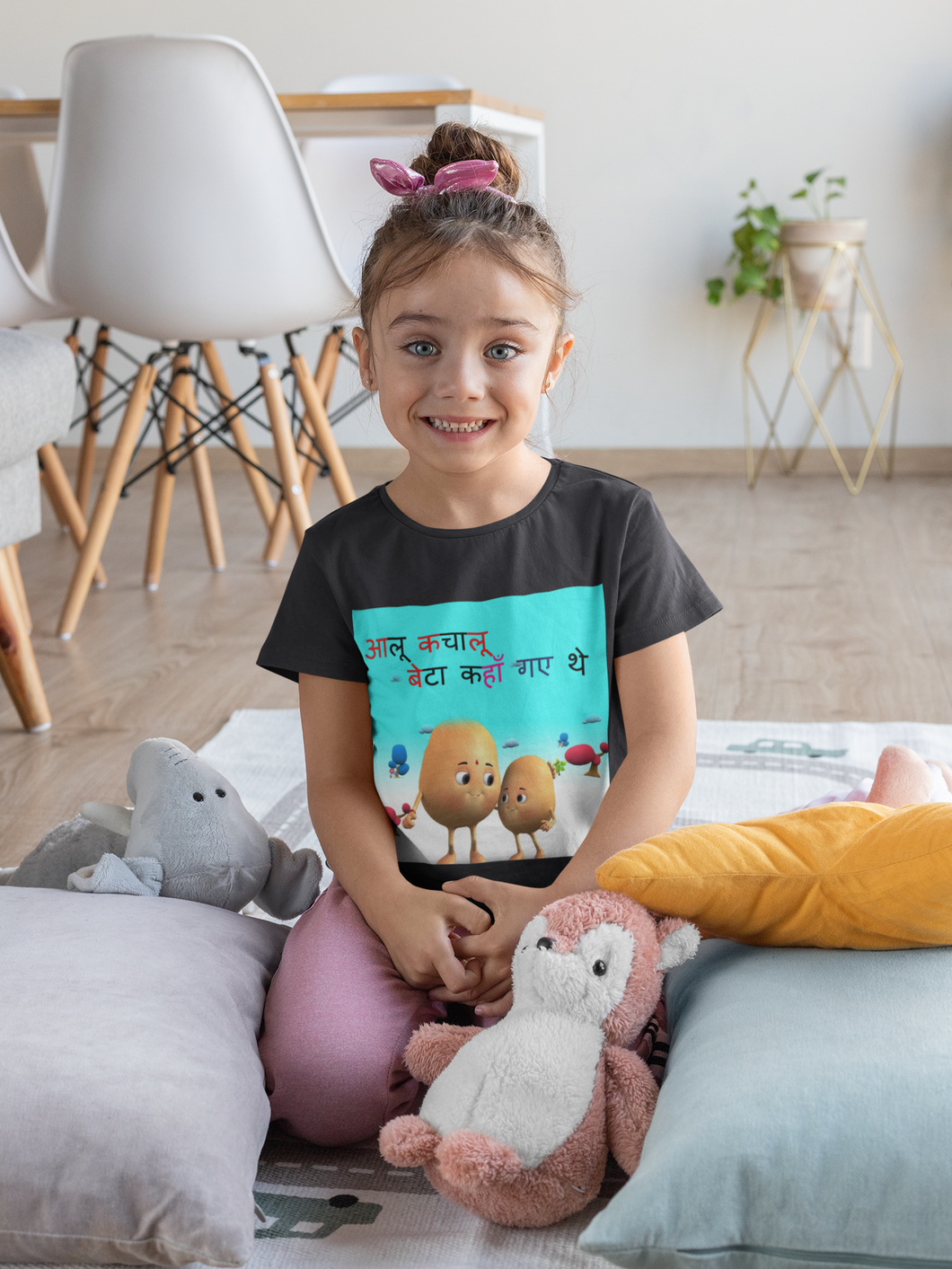 Aloo Kachaloo Poem Half Sleeves T-Shirt For Girls -KidsFashionVilla