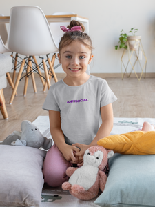 Antisocial Minimals Half Sleeves T-Shirt For Girls -KidsFashionVilla