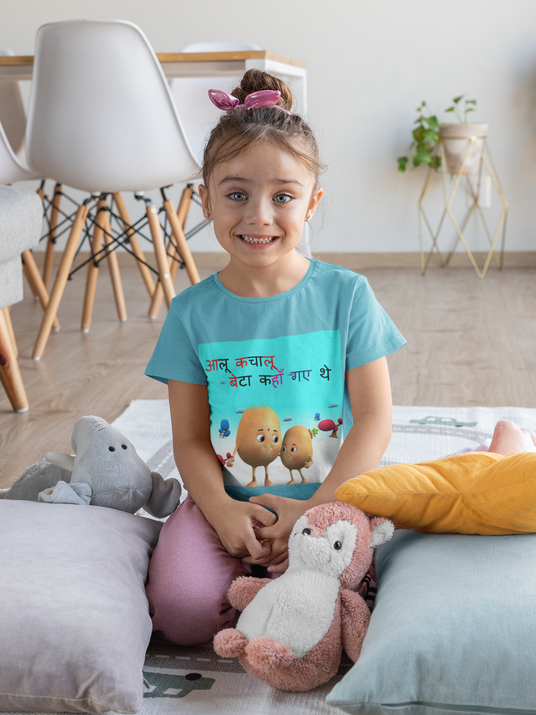 Aloo Kachaloo Poem Half Sleeves T-Shirt For Girls -KidsFashionVilla