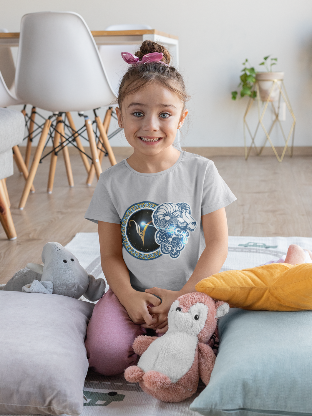 Aries Zodiac Sign Half Sleeves T-Shirt For Girls -KidsFashionVilla