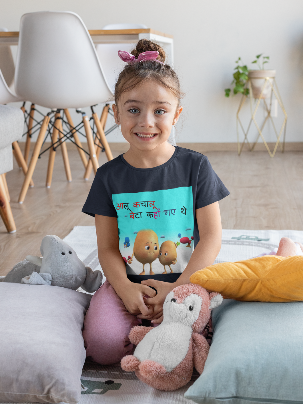 Aloo Kachaloo Poem Half Sleeves T-Shirt For Girls -KidsFashionVilla