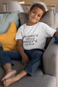MUMMYS PRINCE DADDYS WORLD Half Sleeves T-Shirt for Boy-KidsFashionVilla