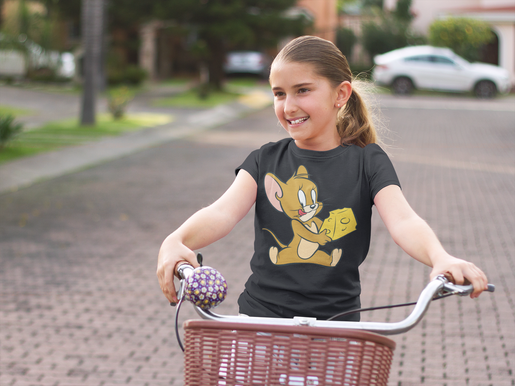Cute Cartoon Half Sleeves T-Shirt For Girls -KidsFashionVilla