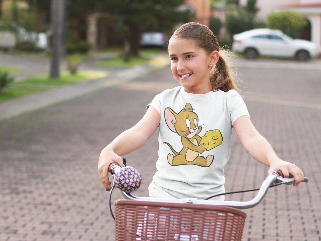 Cute Cartoon Half Sleeves T-Shirt For Girls -KidsFashionVilla