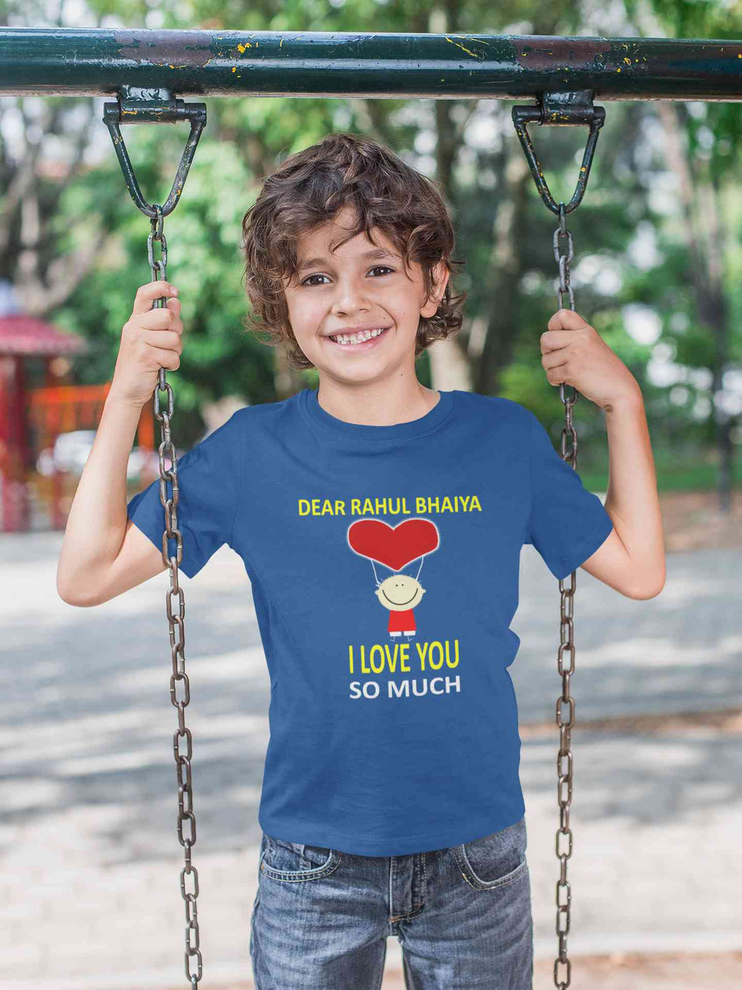 Custom Name I love My Bhaiya So Much Half Sleeves T-Shirt for Boy-KidsFashionVilla