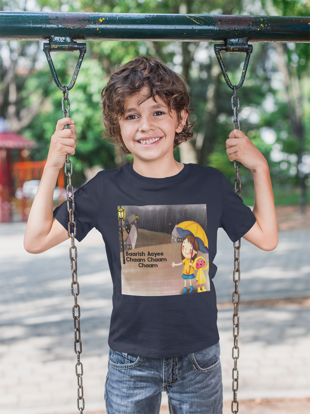 Barish Aayi Cham Cham Poem Half Sleeves T-Shirt for Boy-KidsFashionVilla