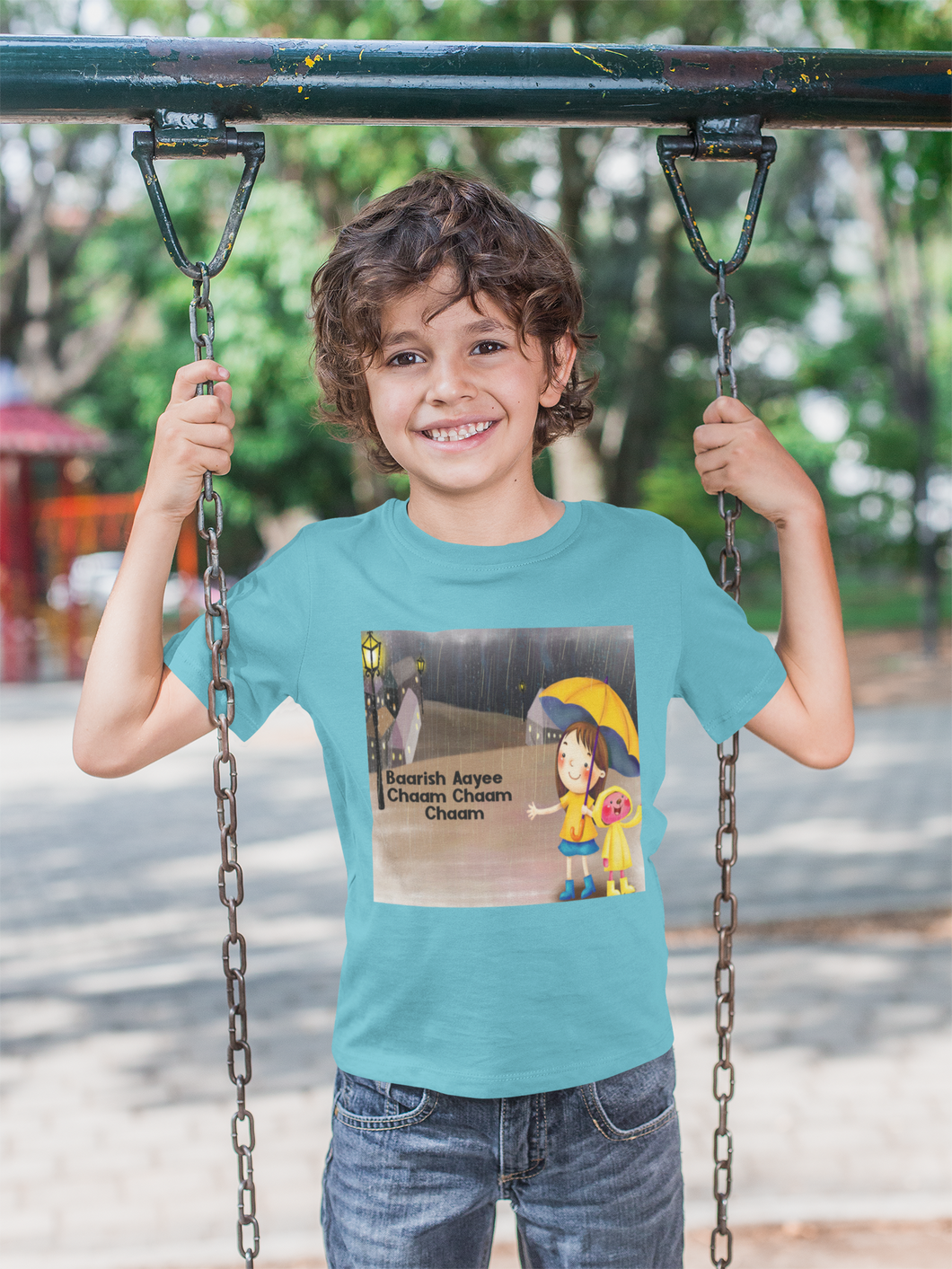 Barish Aayi Cham Cham Poem Half Sleeves T-Shirt for Boy-KidsFashionVilla