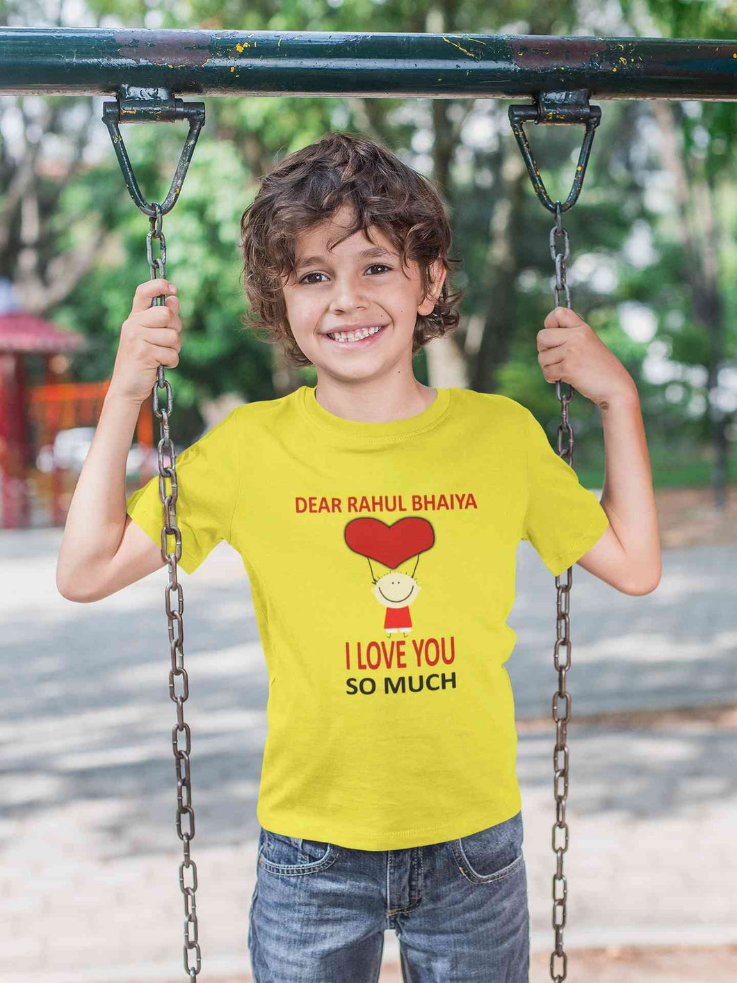 Custom Name I love My Bhaiya So Much Half Sleeves T-Shirt for Boy-KidsFashionVilla