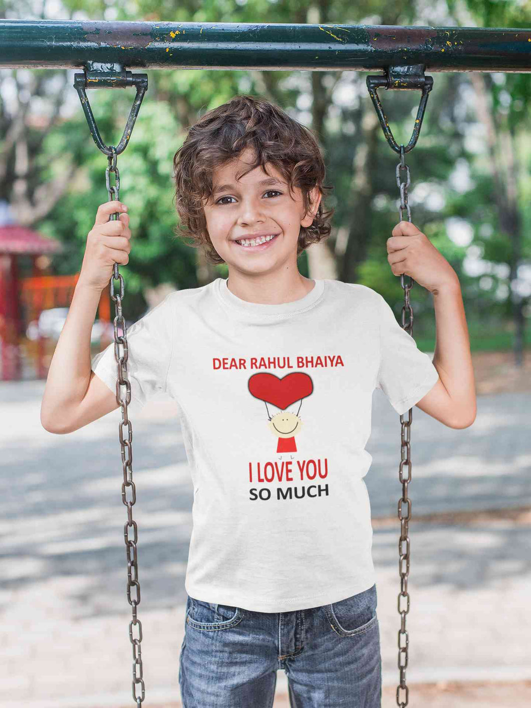 Custom Name I love My Bhaiya So Much Half Sleeves T-Shirt for Boy-KidsFashionVilla