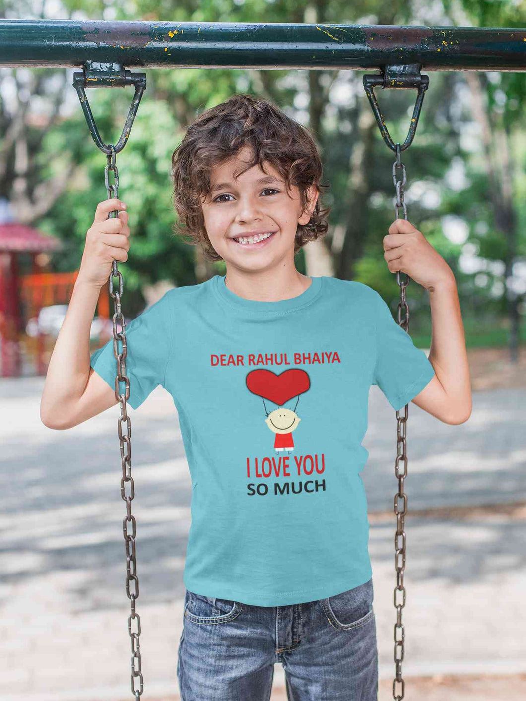 Custom Name I love My Bhaiya So Much Half Sleeves T-Shirt for Boy-KidsFashionVilla