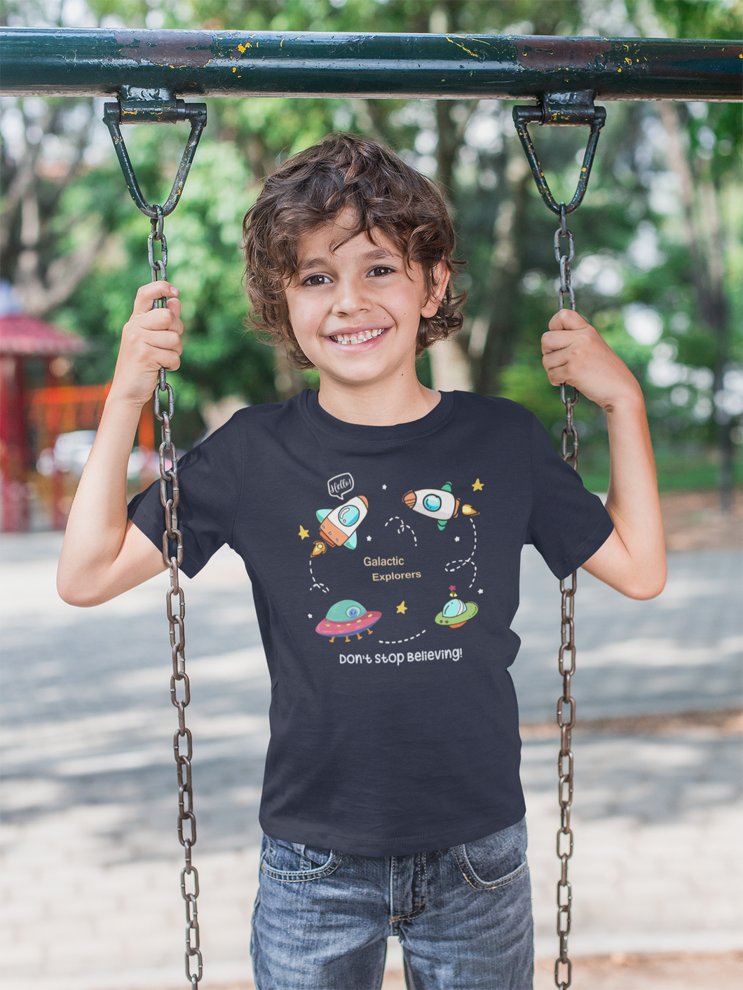 Spaceships Half Sleeves T-Shirt for Boy-KidsFashionVilla