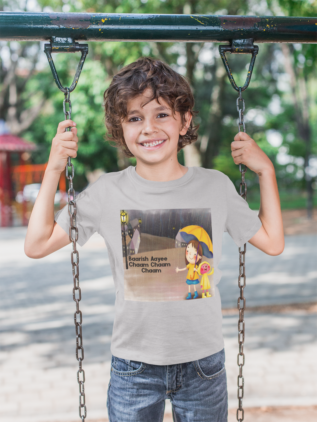 Barish Aayi Cham Cham Poem Half Sleeves T-Shirt for Boy-KidsFashionVilla