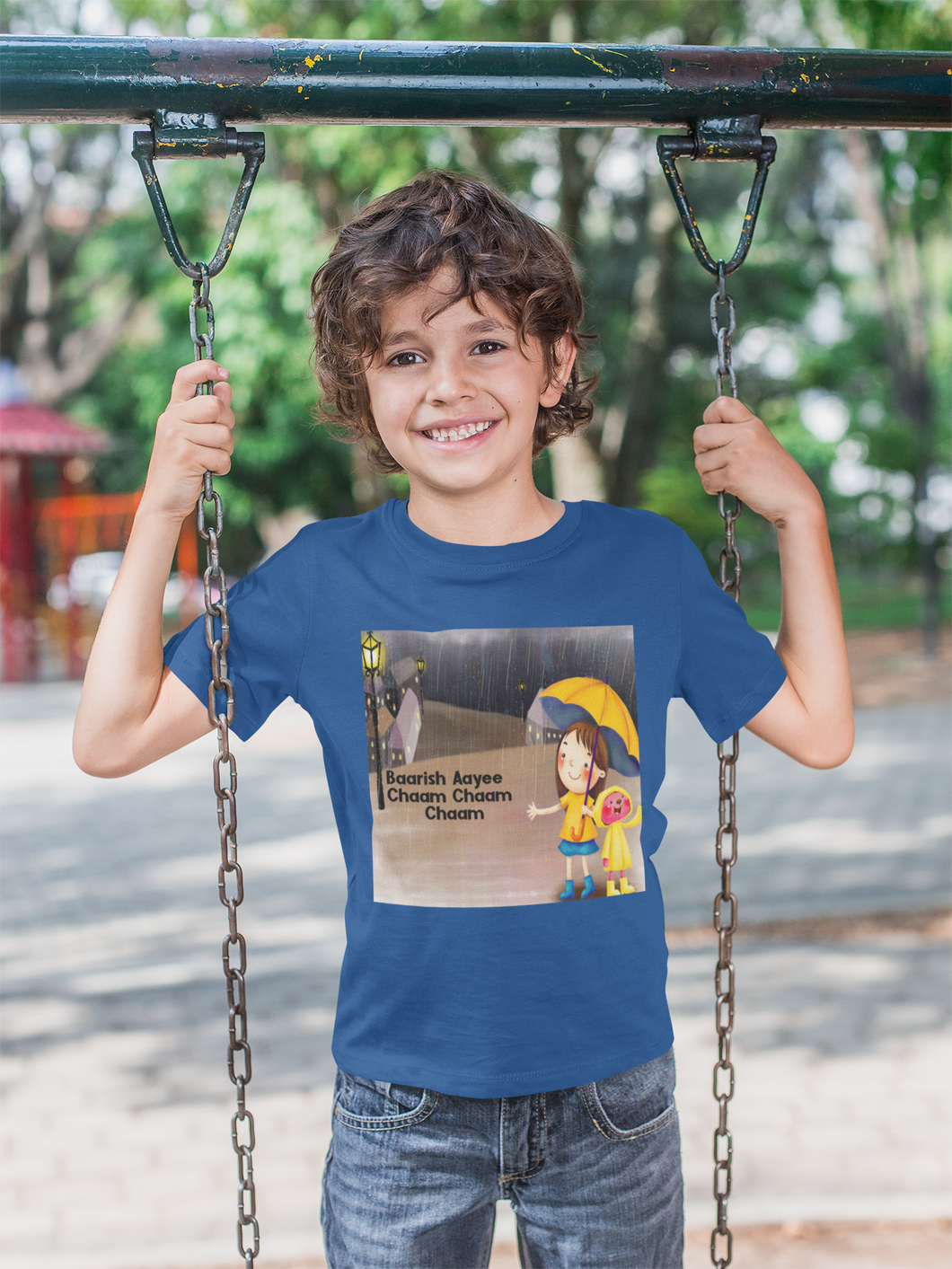 Barish Aayi Cham Cham Poem Half Sleeves T-Shirt for Boy-KidsFashionVilla