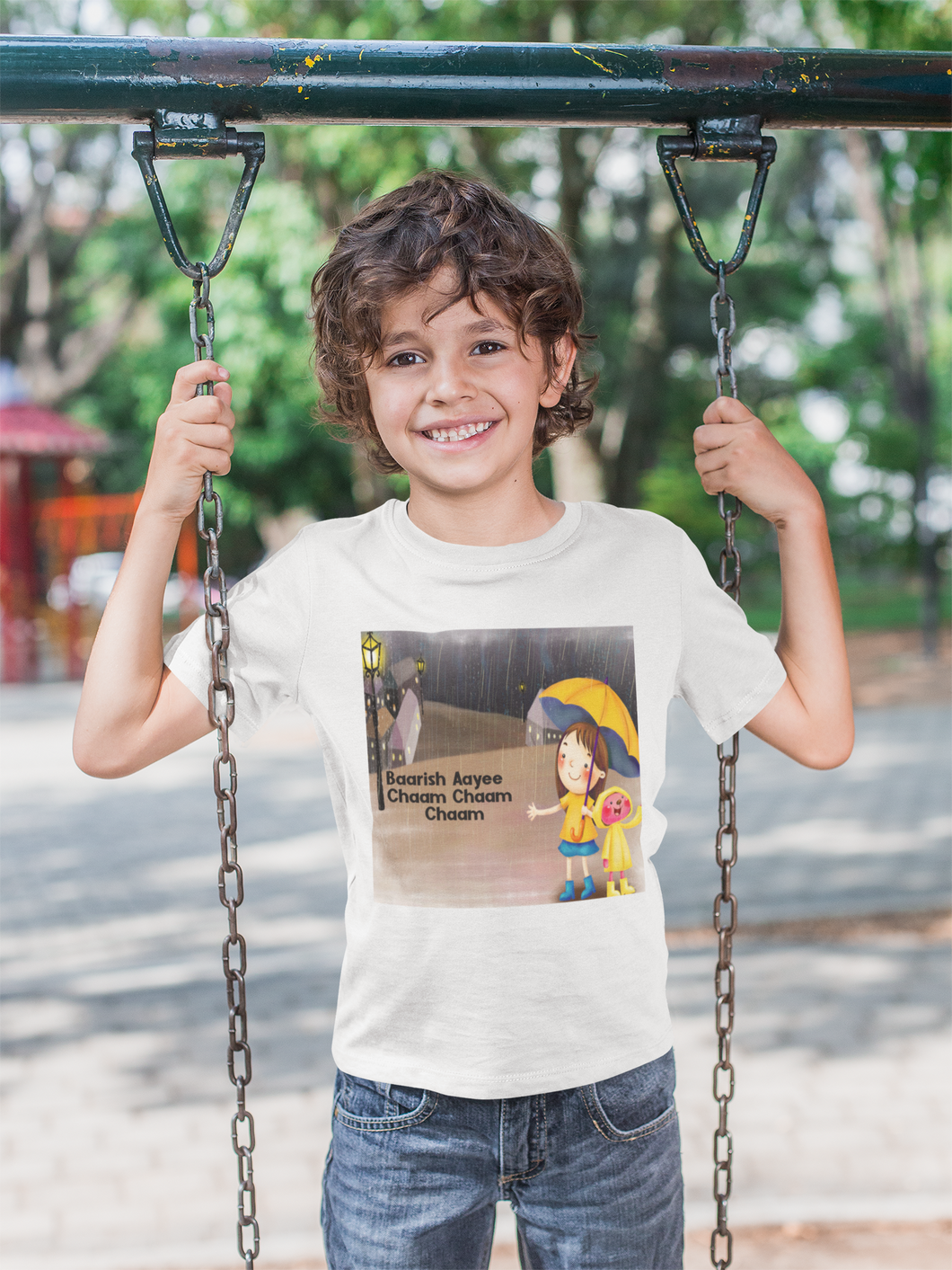 Barish Aayi Cham Cham Poem Half Sleeves T-Shirt for Boy-KidsFashionVilla