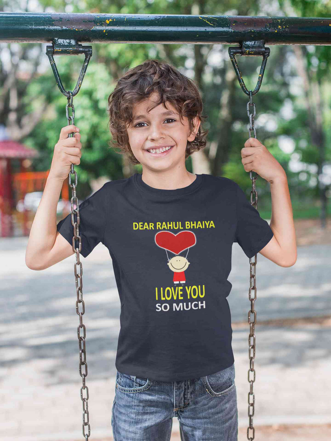 Custom Name I love My Bhaiya So Much Half Sleeves T-Shirt for Boy-KidsFashionVilla