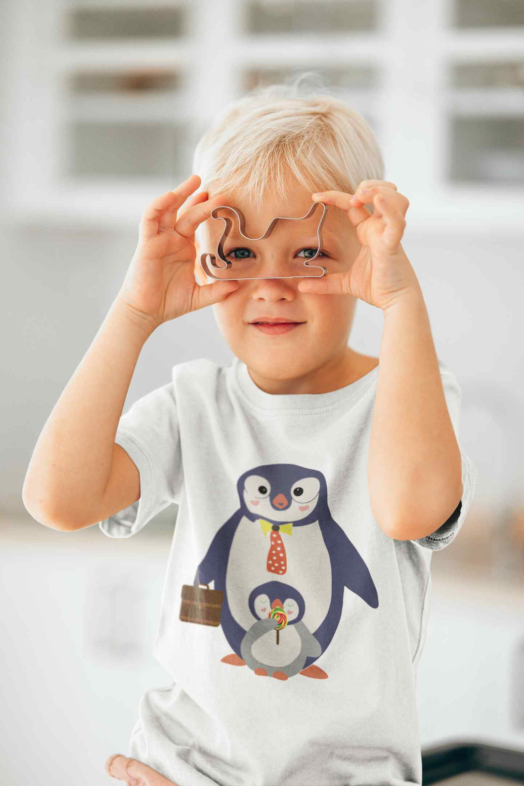 Papa And Baby Penguin Cartoon Half Sleeves T-Shirt for Boy-KidsFashionVilla