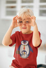 Load image into Gallery viewer, Papa And Baby Penguin Cartoon Half Sleeves T-Shirt for Boy-KidsFashionVilla
