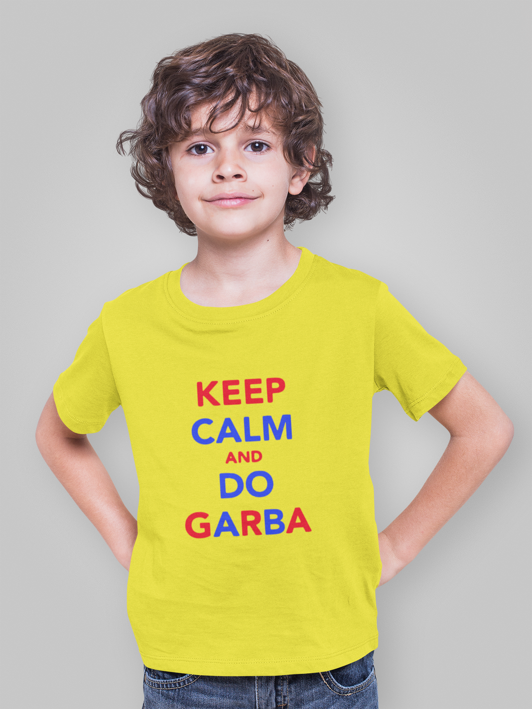 Keep Clam And Do Garba Half Sleeves T-Shirt for Boy-KidsFashionVilla