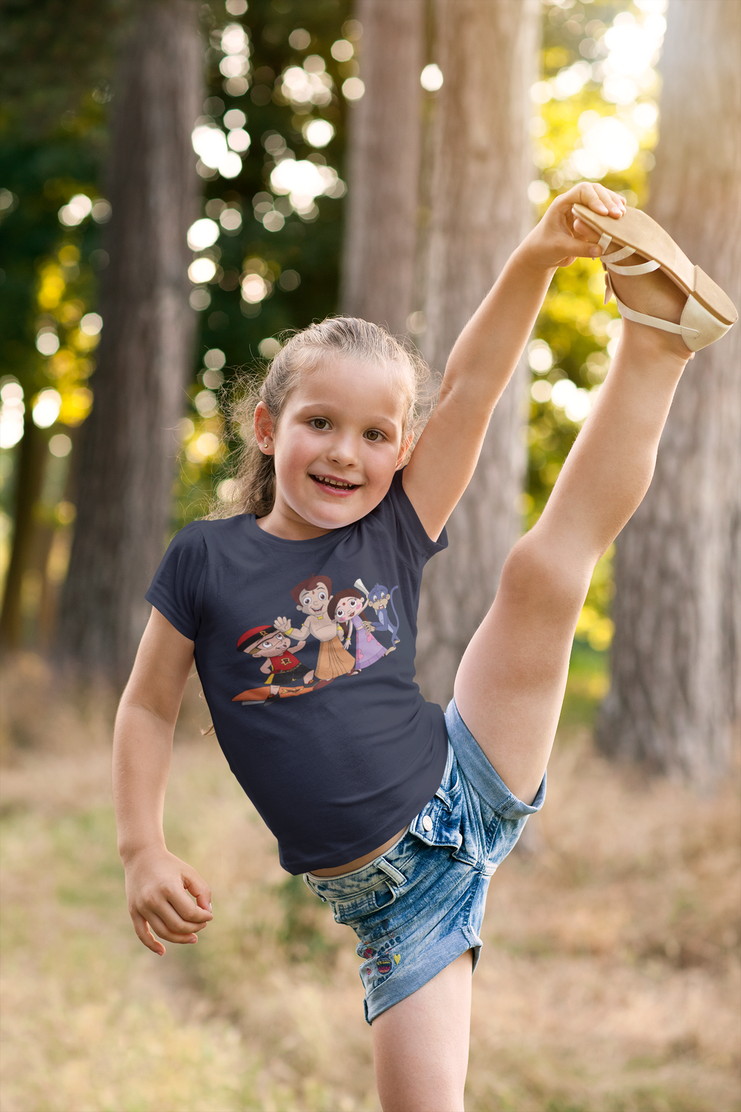 Cute Cartoon Half Sleeves T-Shirt For Girls -KidsFashionVilla
