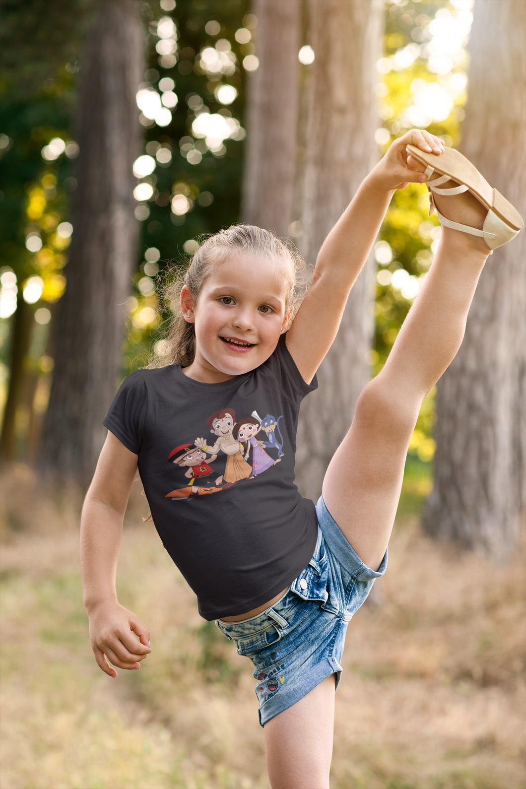 Cute Cartoon Half Sleeves T-Shirt For Girls -KidsFashionVilla