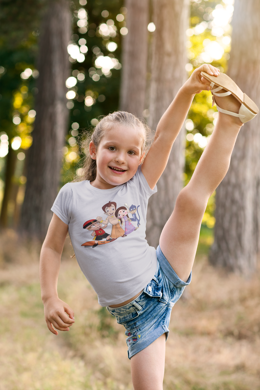 Cute Cartoon Half Sleeves T-Shirt For Girls -KidsFashionVilla