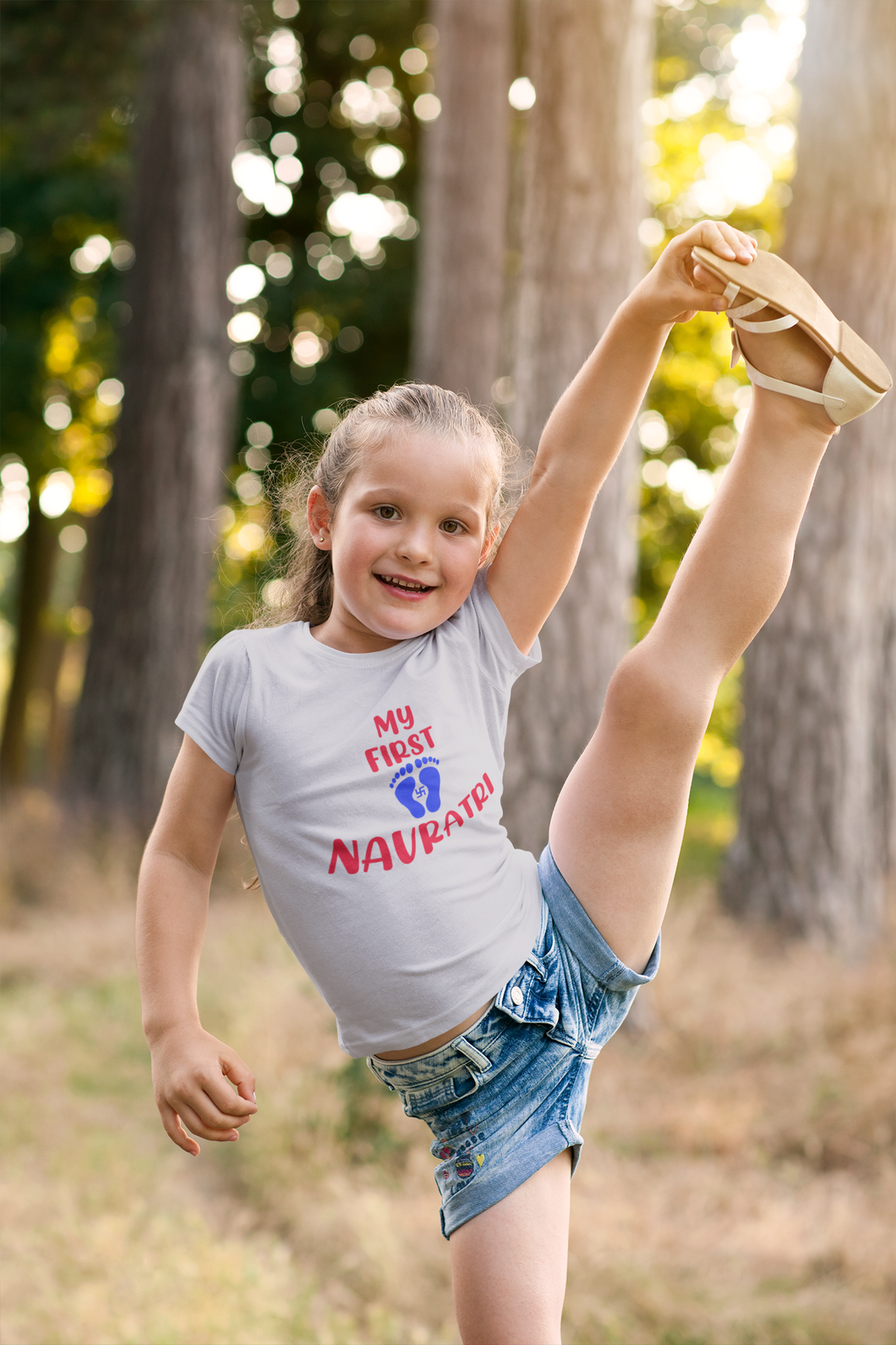 My First Navratri Half Sleeves T-Shirt For Girls -KidsFashionVilla