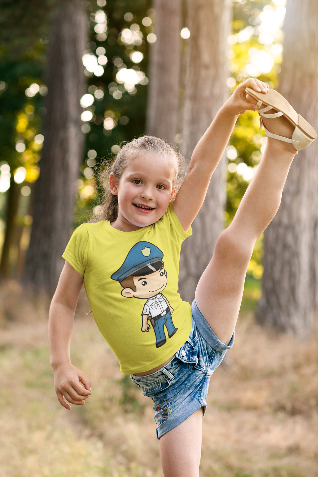 Future Police Half Sleeves T-Shirt For Girls -KidsFashionVilla