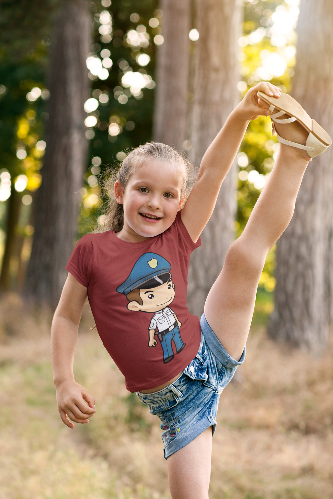 Future Police Half Sleeves T-Shirt For Girls -KidsFashionVilla