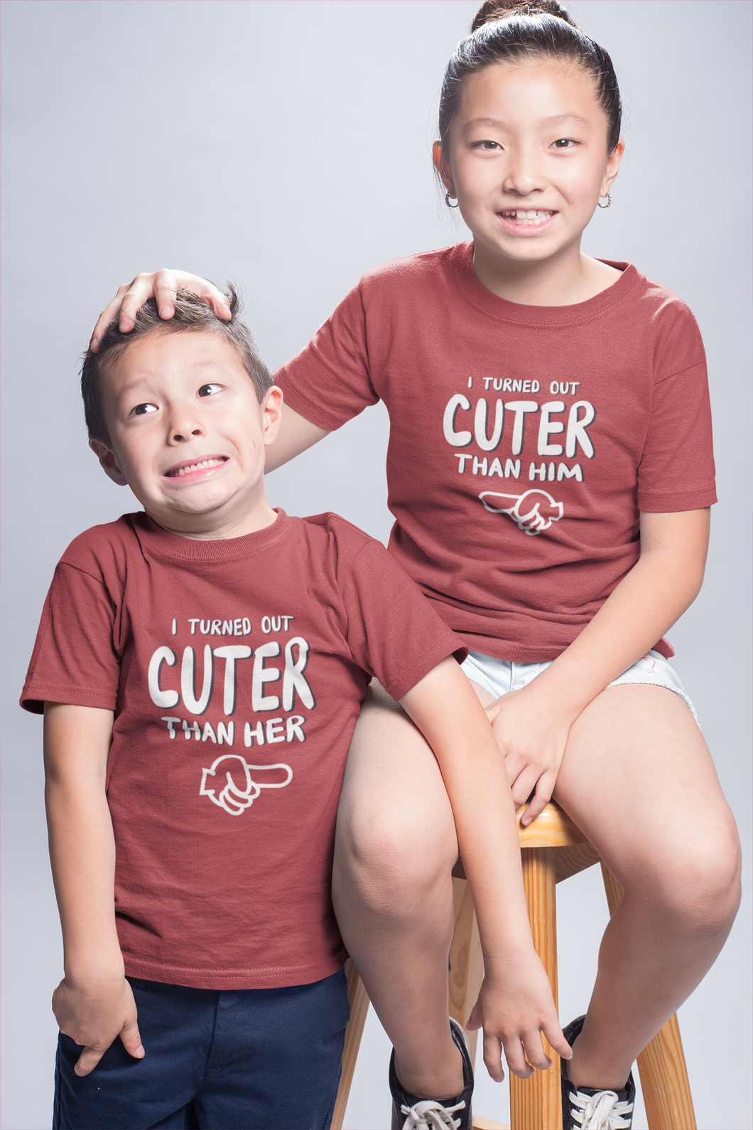 I Turned Out Cuter Matching Brother Sister Kid Half Sleeves T-Shirts -KidsFashionVilla