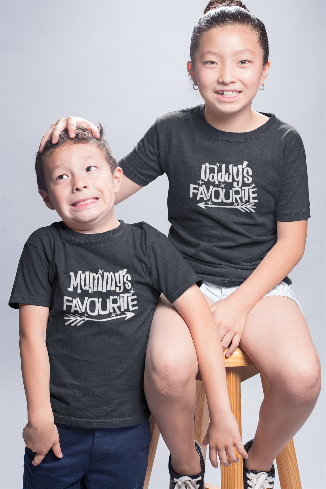 Daddy Mommy's Favorite Matching Brother Sister Kid Half Sleeves T-Shirts -KidsFashionVilla