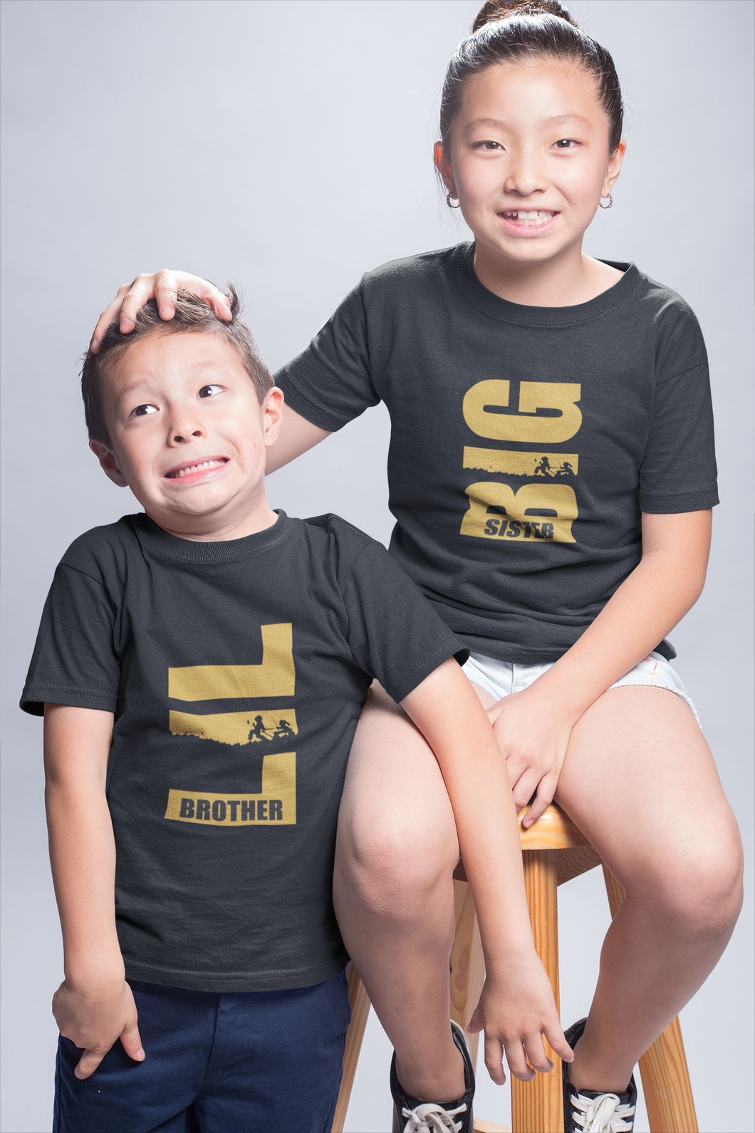 Lil Brother Big Sister Matching Kid Half Sleeves T-Shirts -KidsFashionVilla