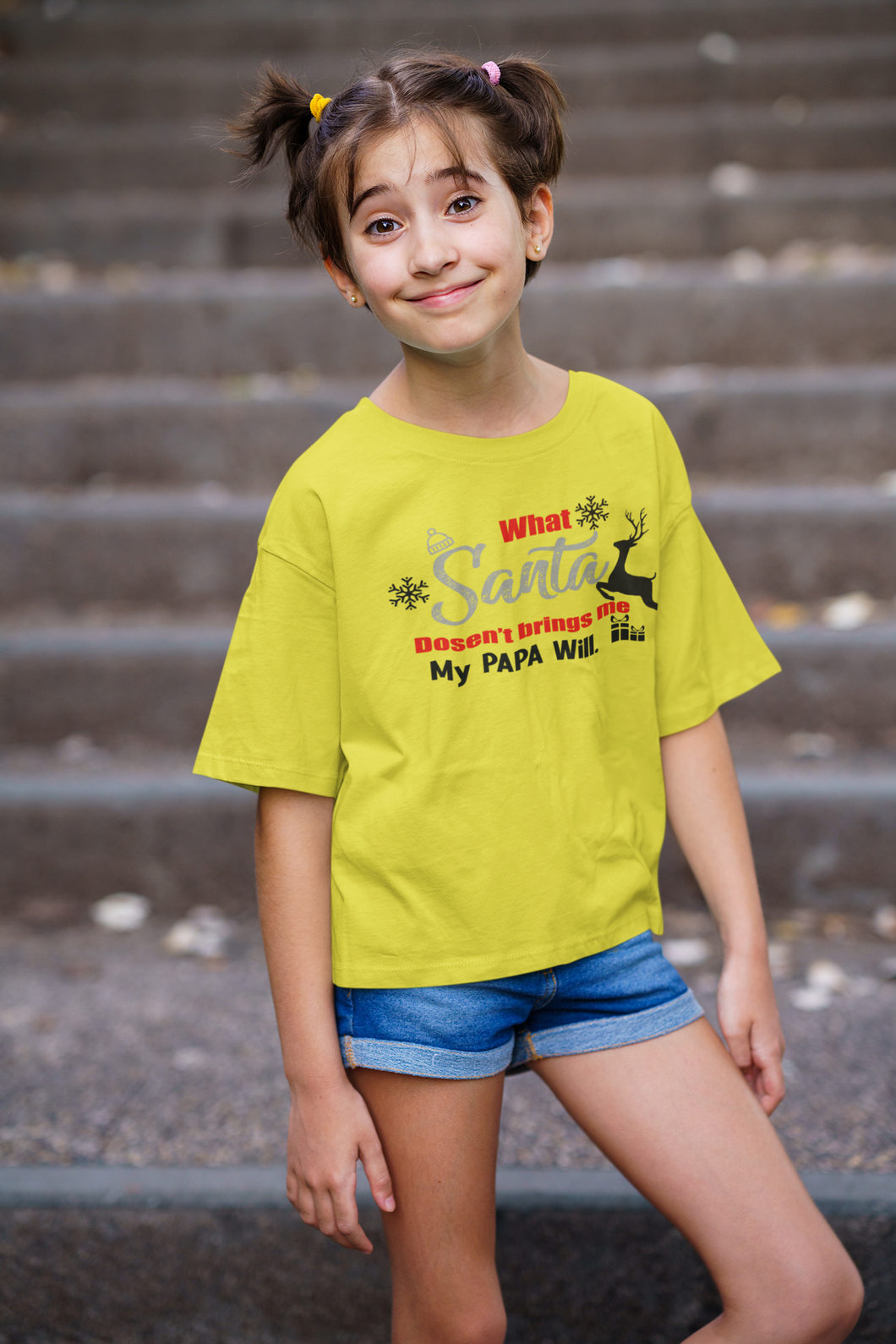 What Santa Dosent Bring Me My Papa Will Christmas Half Sleeves T-Shirt For Girls -KidsFashionVilla