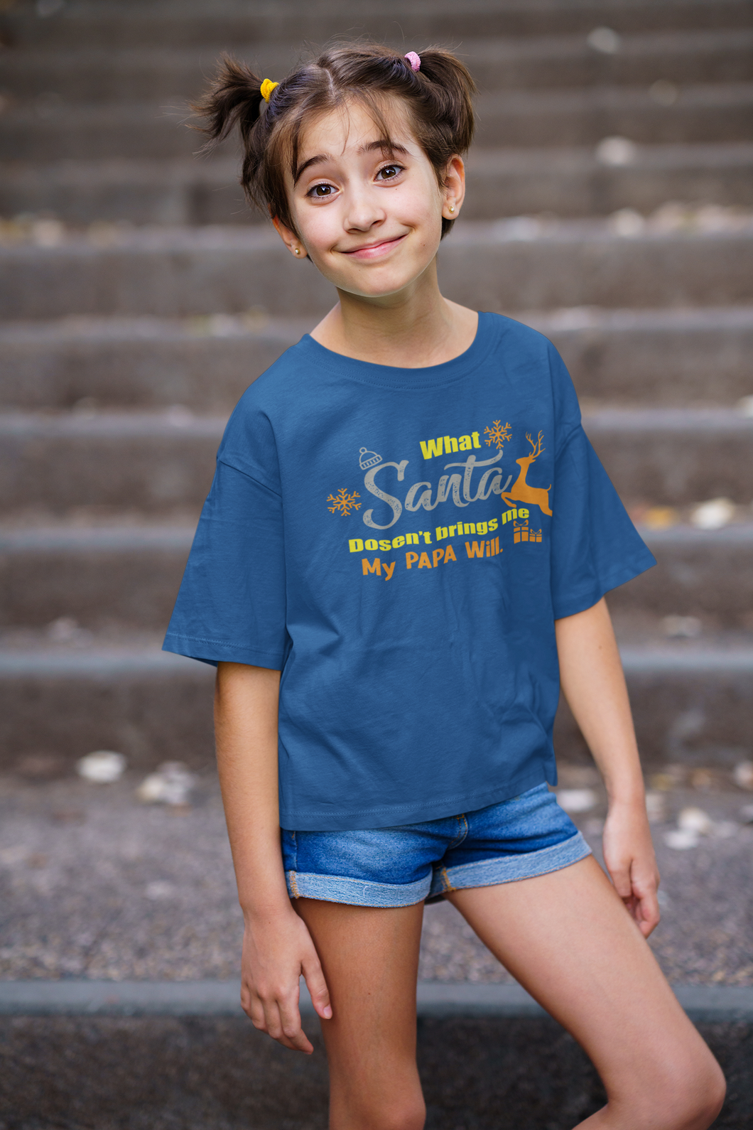 What Santa Dosent Bring Me My Papa Will Christmas Half Sleeves T-Shirt For Girls -KidsFashionVilla